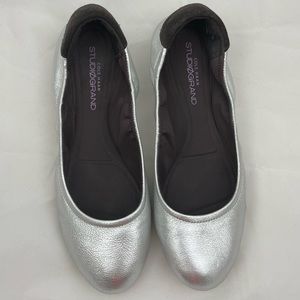 Cole Haan Studiogrand Ballet Silver Slip-On Flats